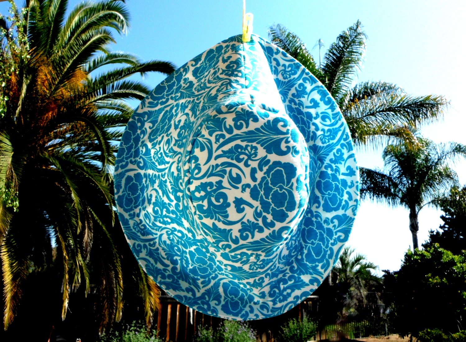 Turquoise Wide Brim Summer Hat Women Cotton Beach Hat  by Freckles California