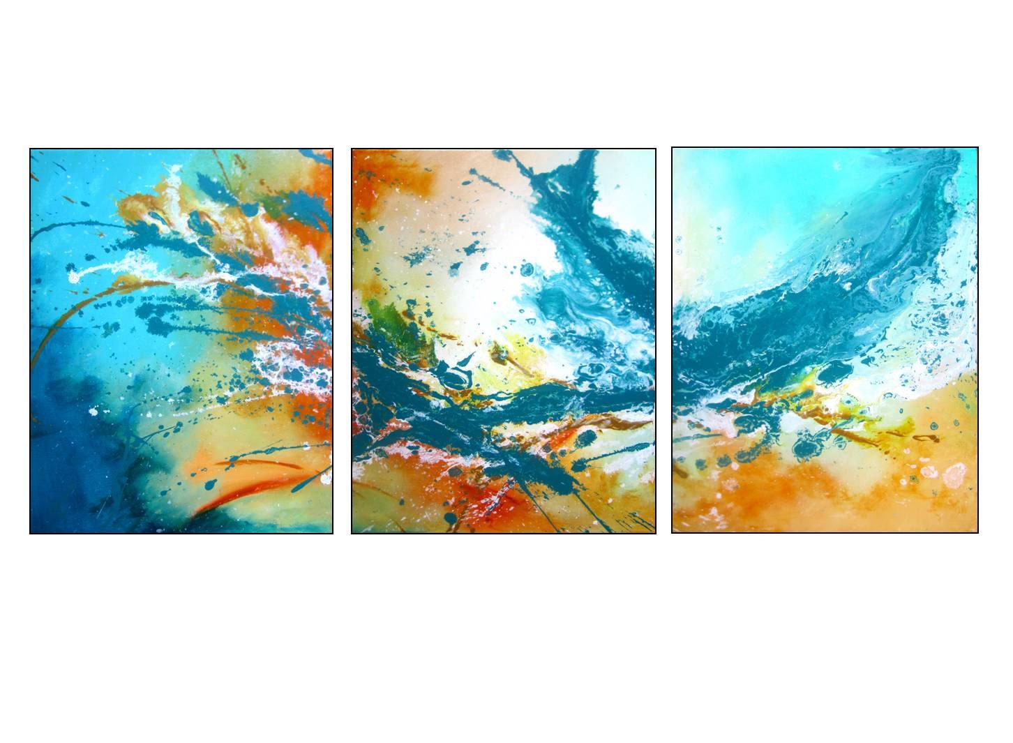 Original ART SALE. Triptych. Original Painting. Large 48".  Title "Amazing Grace" by R Schoeffel