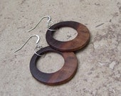 Walnut Wood Earring, Wooden Hoop Earring, Surgical Steel Ear Wares  - Great Gift For Her - 937
