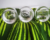 Eric Hoglund set of 3 small salt bowls CAT BULL MAN mid century Swedish glass signed