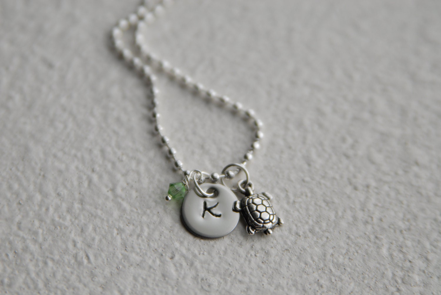 My Strength -  Turtle Personalized hand stamped pearl necklace