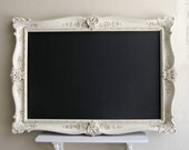 Large CHALKBOARD French Country Decor Shabby Chic Chalkboard Framed Chalk Board White Ivory Vintage Wedding Decor Wall Decor - READY to SHIP