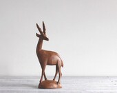 Vintage Hand Carved Wood Antelope Figurine
