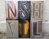 Nashville 01 Large Mixed Media Lettering Painting on Canvas 24 x 24