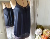 Glam Garb Top Tunic Blouse Dark Charcoal M/L Romantic Elegant Victorian Vintage Hand Dyed Embellished OOAK Creation