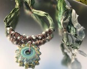 Handmade Lampwork Glass and Copper necklace - Mermaid's Gem