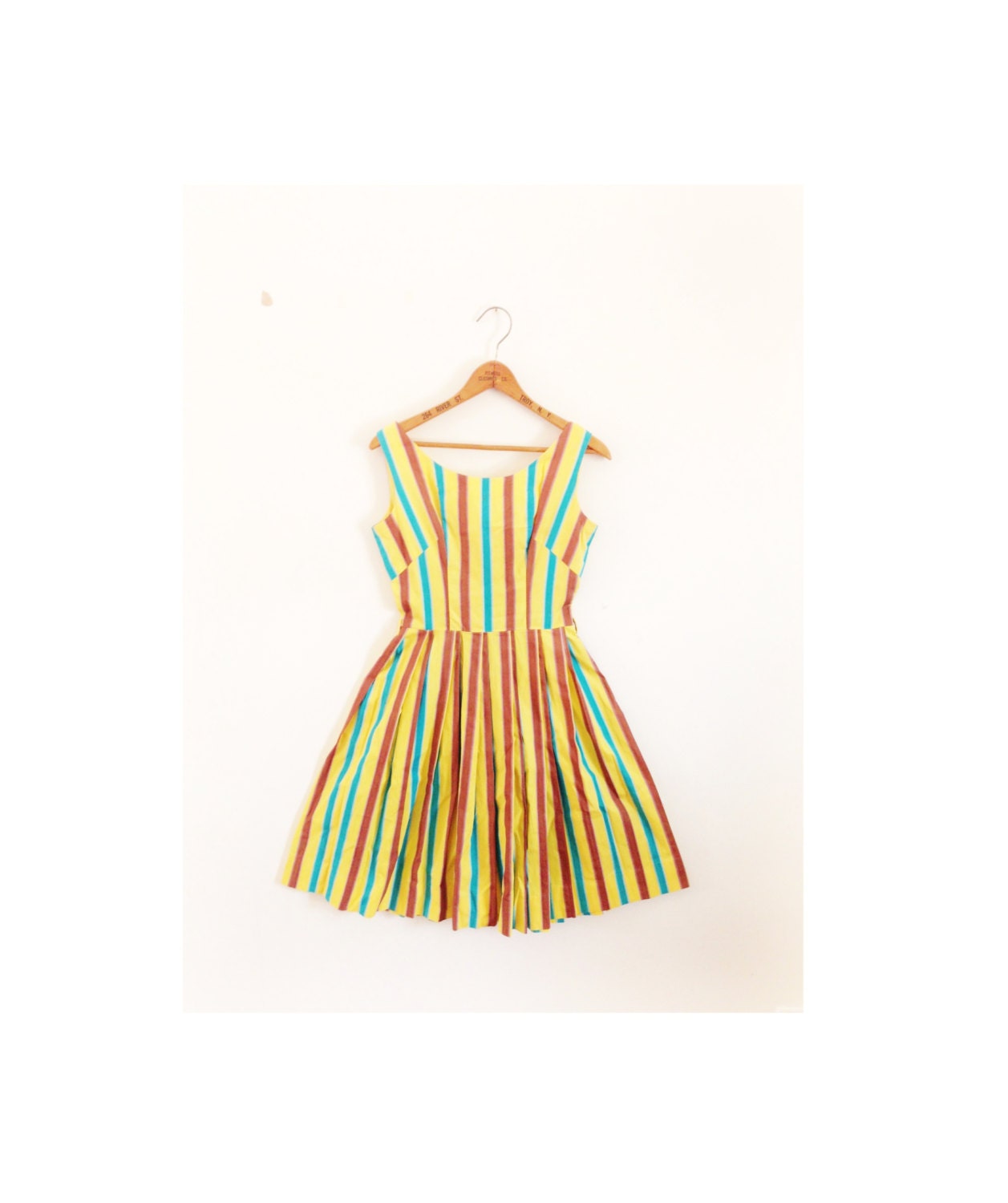 1950s-1960s CALIFORNIA striped sunshine dress