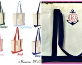 Personalized Canvas Large Boat Tote 9 colors to choose from for Bridesmaids Sorority College Teacher Gifts