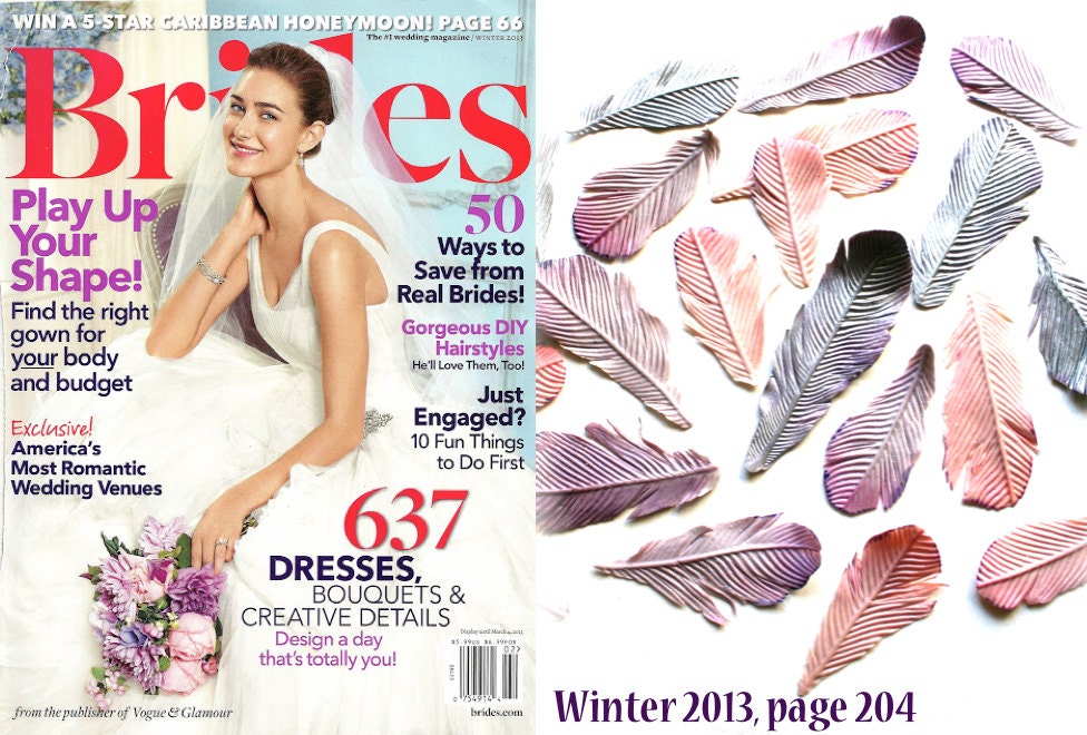 Edible Black Bird Feathers -Chocolate Flavor -12 -Confection Embellishment -Bride's Magazine Winter 2013