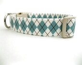 Argyle Dog Collar Blue and Ivory McAllister Argyle