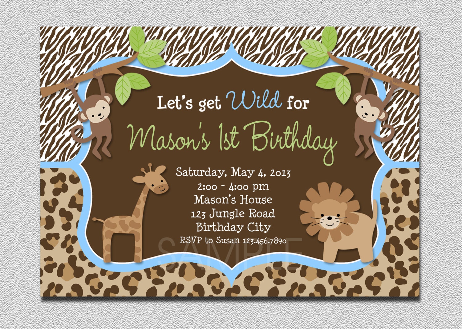 1st Birthday Invitation Jungle Birthday Party Invitation Il_170x135