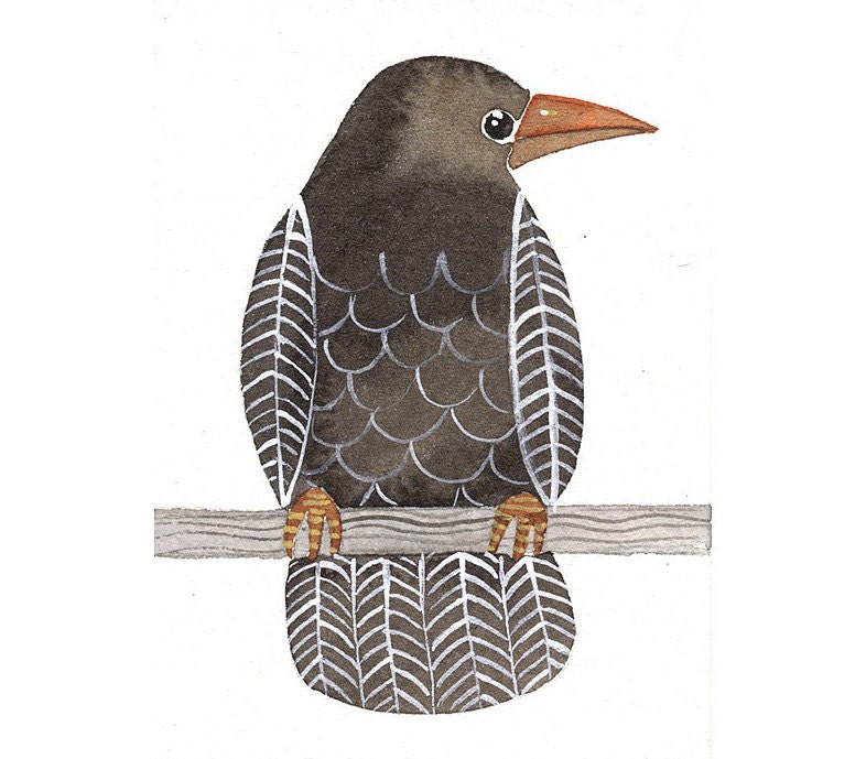 Aceo Miniature Watercolor Original Painting Art Bird - Bird No 56 - by Lorisworld