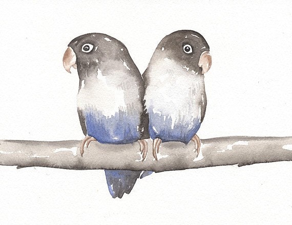 Parrots - Original Watercolor Painted Art Bird by Lorisworld