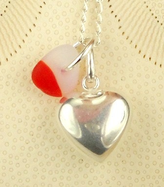 Petite Eco-Friendly Santa Cruz Sea Glass Necklace Red Heart