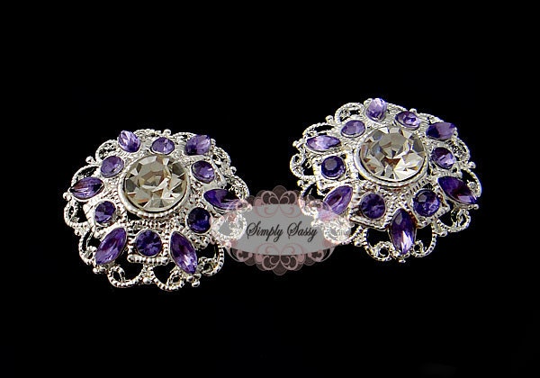 5pcs RD154 Lavender Rhinestone Silver Metal Flat Back Embellishment Button Brooch Bridal Wedding Hair invitations Crystal bouquets