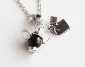 Tea Pot Kettle Black Tea Bag Silver Necklaces
