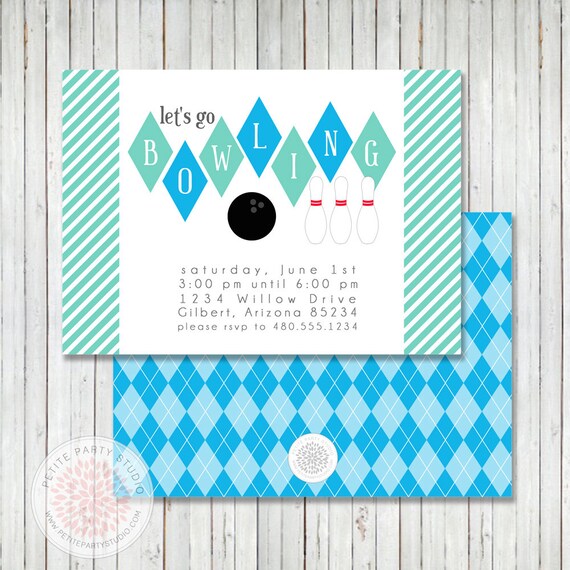 PARTY PRINTABLE - Bowling Birthday Party Invitation - Petite Party Studio Il_570xn