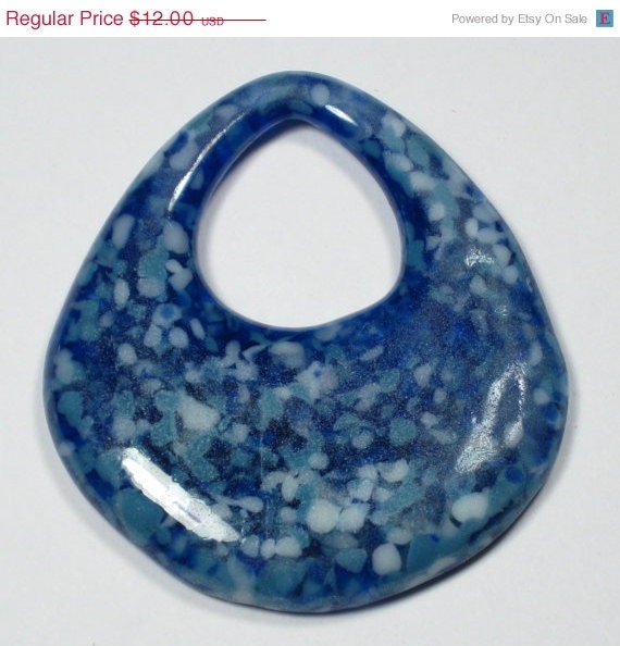 60% OFF SALE Mottled Blue Pendant Pate de Verre Glass Handmade OOAK Bead Nlc Beads