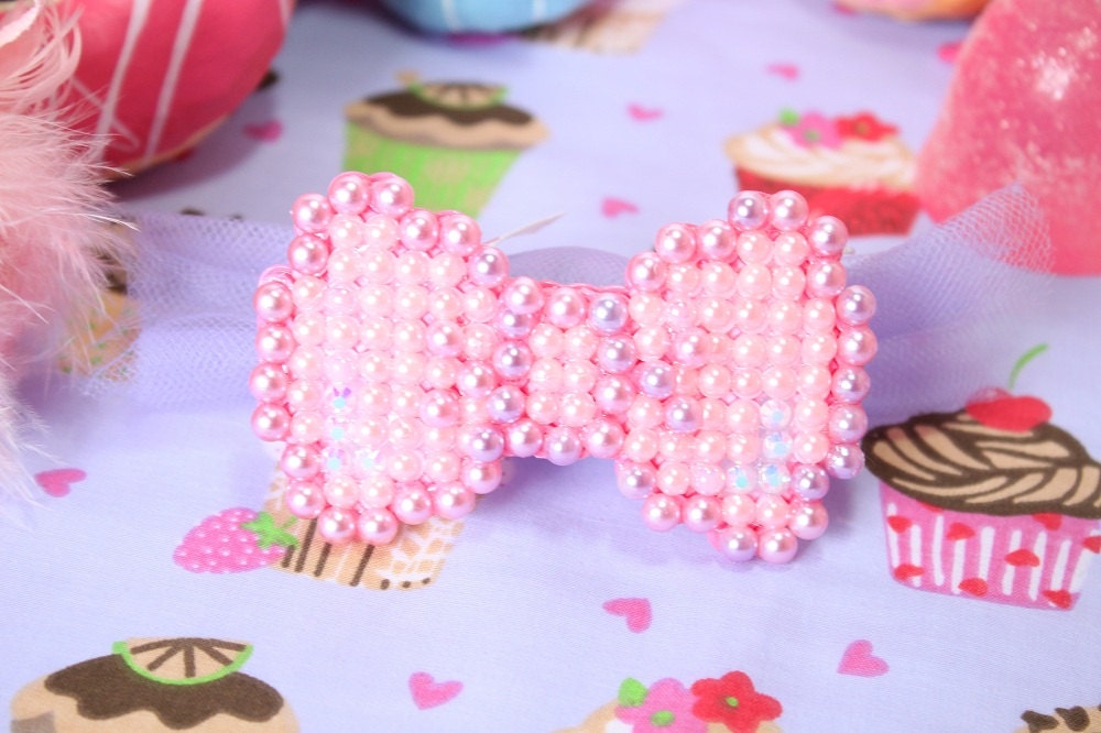 Kawaii  Pastel Pink Pixel Hairclip Or Bowtie