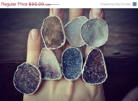 MEMORIAL DAY SALE Size 8.5 /// Lux Divine Druzy Stackable Gemstone Ring /// Silver
