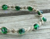 Hemp Anklet Dark Green Subtle Bohemian Beach Jewelry Natural Handmade Women's Accessories - Deep Sea -
