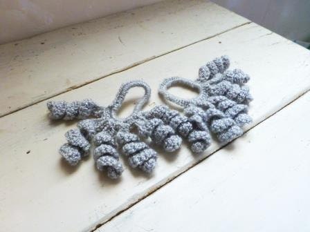 Crochet ponytail holders, gray, scrunchy, hair accessory, spring accessory, teens, girls, crochet, twist, curly, ready to ship, handmade