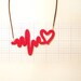 Heartbeat Crochet Love Necklace - Poppy Red, EKG Pendant Necklace