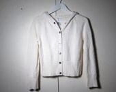 Hooded Sweater . Snap Button . Ivory . 1990s