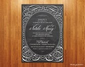 Chalkboard Baby Shower Invitation - 5x7 JPG Printable DIY File - Hand-Drawn Baby Shower Il_170x135