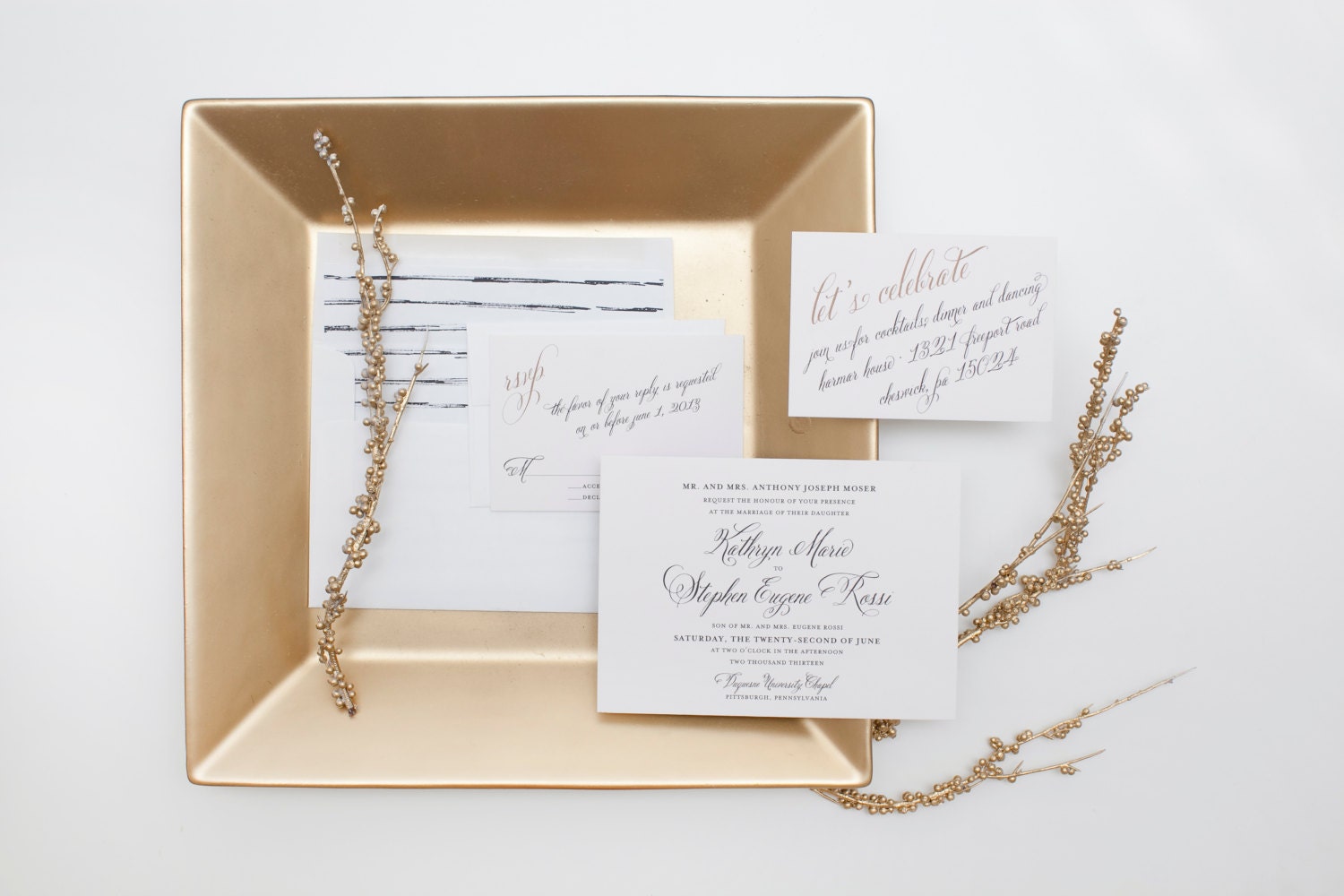 Romance Collection - Invitation, Response Card, Reception Card - DEPOSIT
