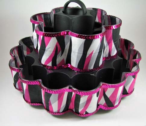 Pink, White, Black and DIVA - Altered Pampered Chef Spice Rack Carrousel Organizer