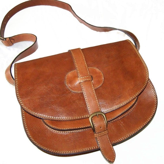 Goldmann xl. Medium Brown Leather Bag Leather Messenger Leather Cross body Purse Satchel Saddle Bag / fits a 11 laptop