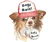 Chihuahua Watercolor - Original Painting, Trucker Hat, Dog Watercolour, 8x10 Watercolor