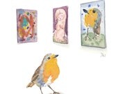 Robin Watercolour Bird Painting - Original Watercolor, Art Gallery, 8x10 Bird Illustration