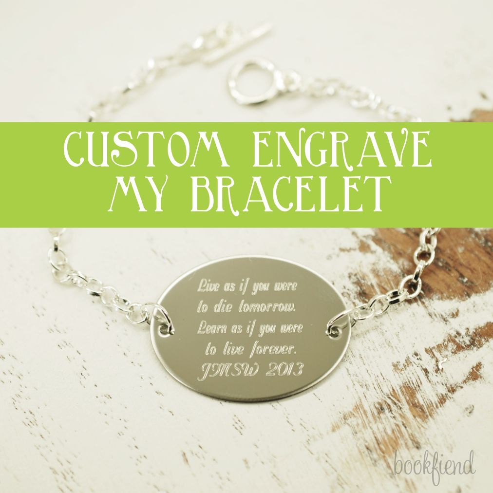custom engraved oval bracelet