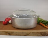Household Institute 6 Quart Oval Roaster - Cast Aluminum Cookware - Glass Ivy Leaf Vine Lid