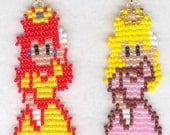 Nintendo Princess Daisy and Peach Sprite Beaded Video Game Earrings