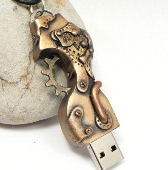 Steampunk Computer Flashdrive 8GB USB Handmade Pendant
