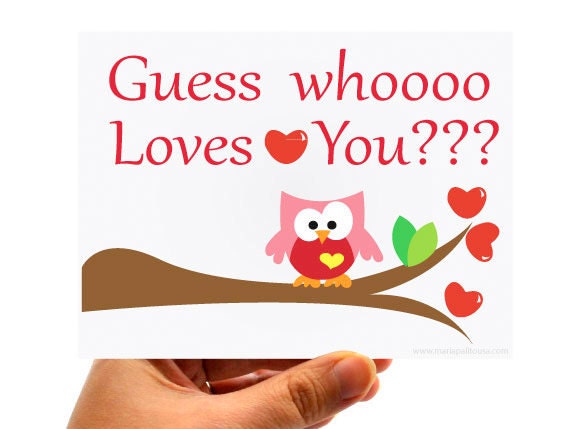 ON SALE 6 Guess who loves you CARD Set, I love you card A44 Il_170x135