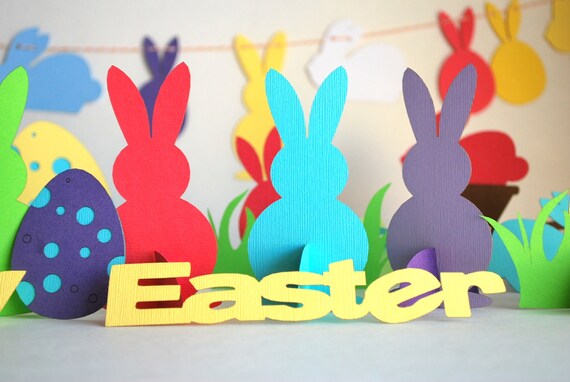 20 Bunny die cuts 4 x 2 inches - Choose up to 2 colors A568 Il_570xn