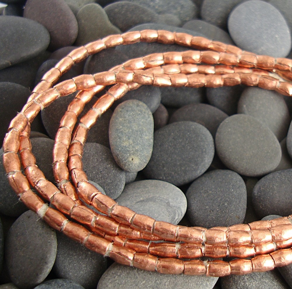 Small African Copper Barrel Spacer Beads