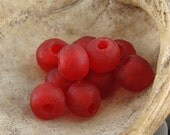 Red African Ghana Glass Beads With 2mm Hole - 10 Beads