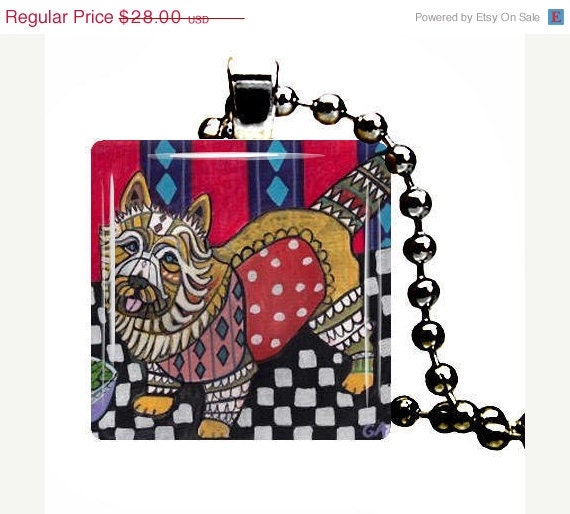 50 OFF SALE - Dog Jewelry - Cairn Terrier Jewelry Pendant Necklace Dog Art Charm Necklace Dog Tag Jewelry Silver Glass Christmas Gift abstr