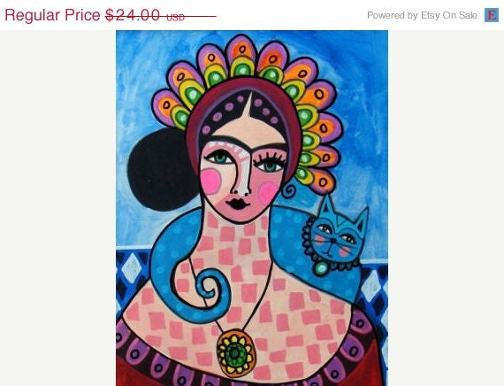 50% OFF SALE - Mexican Folk Art - MEXICAN Art Frida Kahlo Art Print - Wedding Gifts