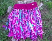 Raspberries on Ice Hand Dyed Fairy Wrap Skirt  Med / Lg Dance Skirt/ Unique Up-Cycled Yoga Movement Skirt