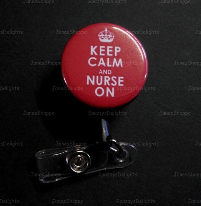 Keep Calm and Nurse On ID (Red) Button Badge Button Reel.