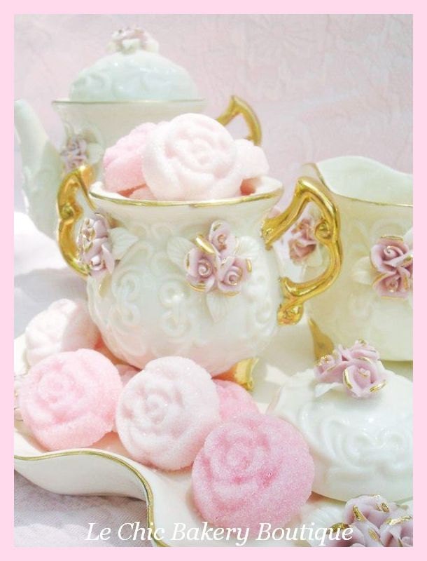 Pink Medley Sugar Roses, Sucre Moule, Molded Sugar...The perfect touch for your Tea or as Cupcake, Petit Four Toppers/Cake Decor