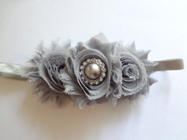 Baby Headband. Gray Flower Headband, Gray Flower Girl Headband, Baby Girls Hair Accessories, Gray Baby Headband, Baby Hair Accessories