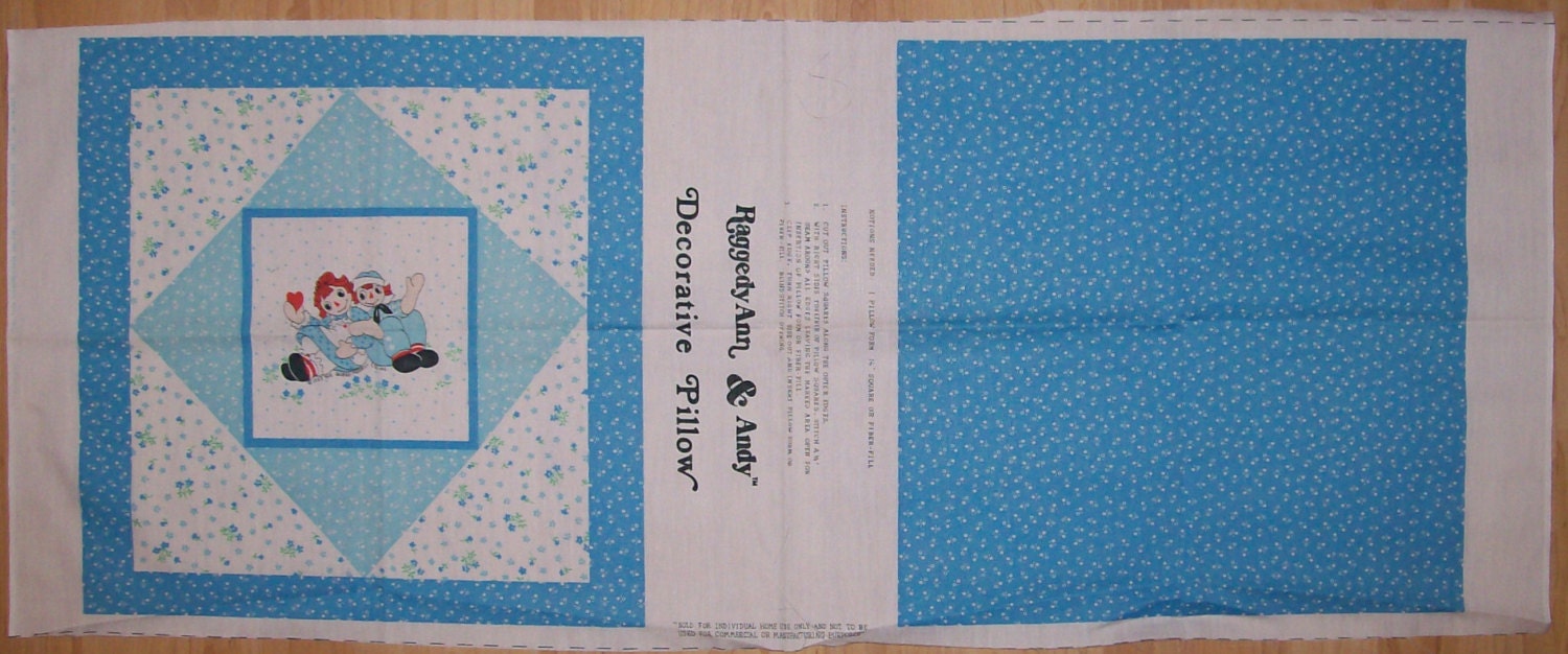 An Adorable Raggedy Ann And Andy Pillow Fabric Panel Free US Shipping