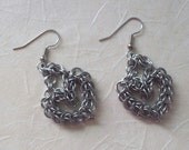 Heart Earrings.  Stainless Steel.  Chainmaille for Charity.